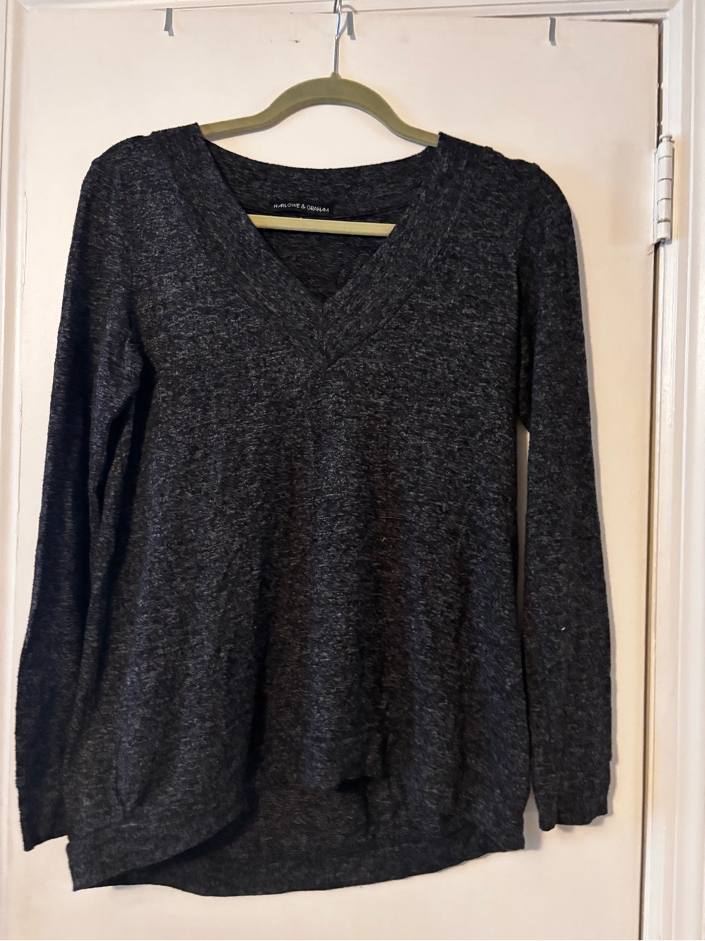 Harlowe & Graham Charcoal V-Neck Long Sleeve Top